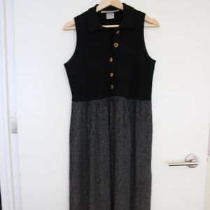 90s midi Barbara Lesser dress crinkle Blk silver S